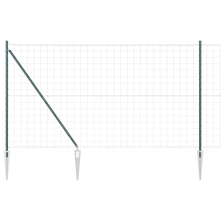 Vidaxl euro-hek met grondpennen 10 x 1,6 m pvc-coated staal groen mesh