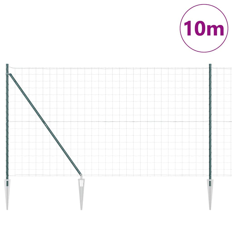 Vidaxl euro-hek met grondpennen 10 x 1,6 m pvc-coated staal groen mesh