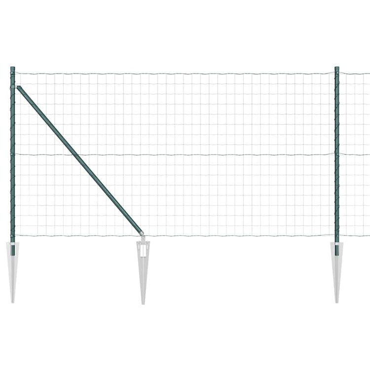 Vidaxl euro-hek met grondpennen 10 x 1,0 m pvc-coated staal groen mesh