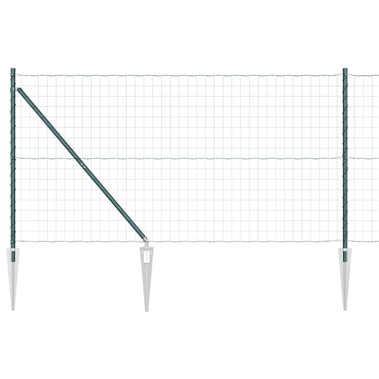 Vidaxl euro-hek met grondpennen 10 x 1,4 m pvc-coated staal groen mesh