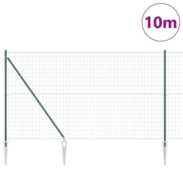 Vidaxl euro-hek met grondpennen 10 x 1,6 m pvc-coated staal groen mesh