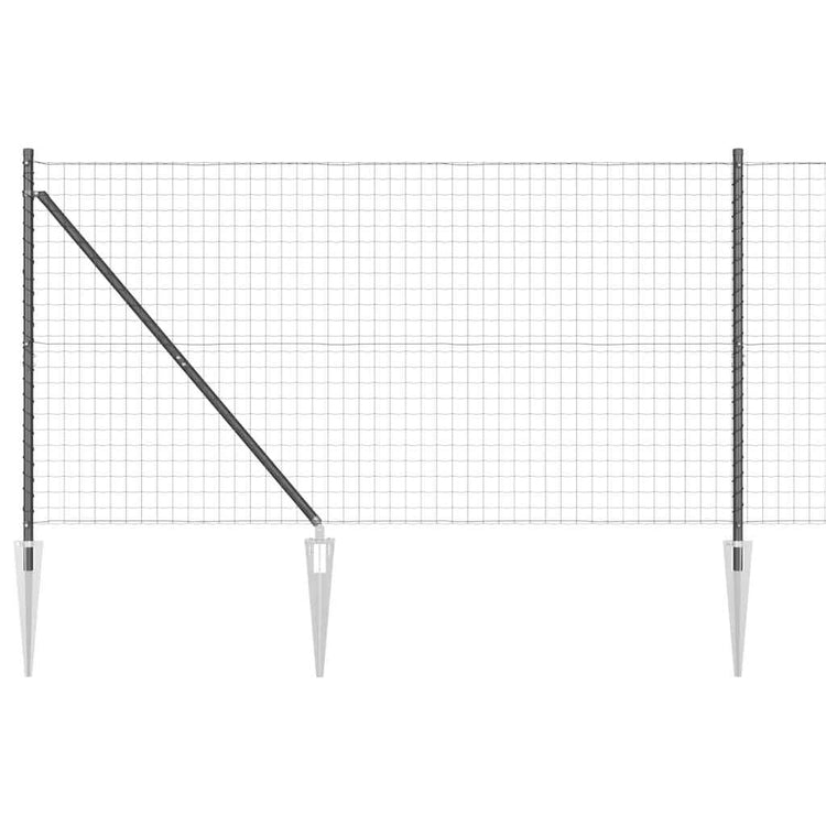 Vidaxl euro-hek met grondpennen 10 x 1,4 m pvc-coated staal grijs mesh