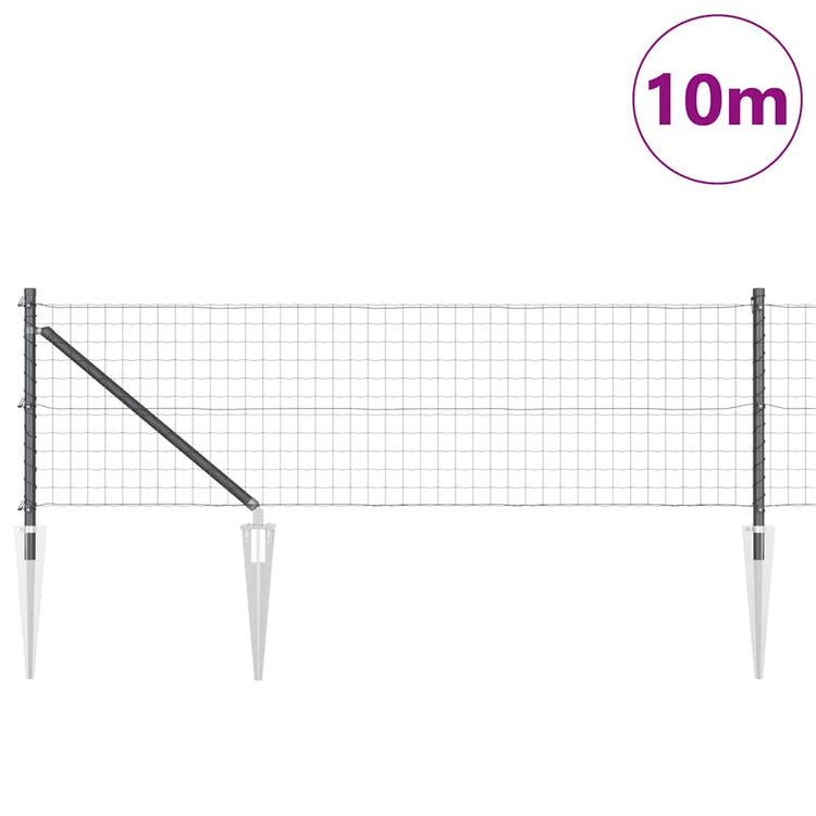 Vidaxl euro-hek met grondpennen 10 x 0,4 m pvc-coated staal grijs mesh
