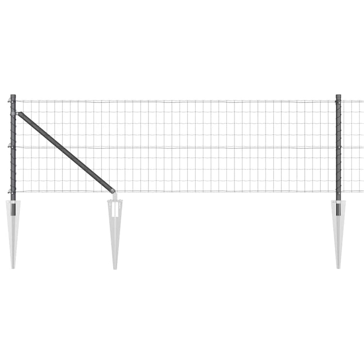 Vidaxl euro-hek met grondpennen 10 x 0,4 m pvc-coated staal grijs mesh