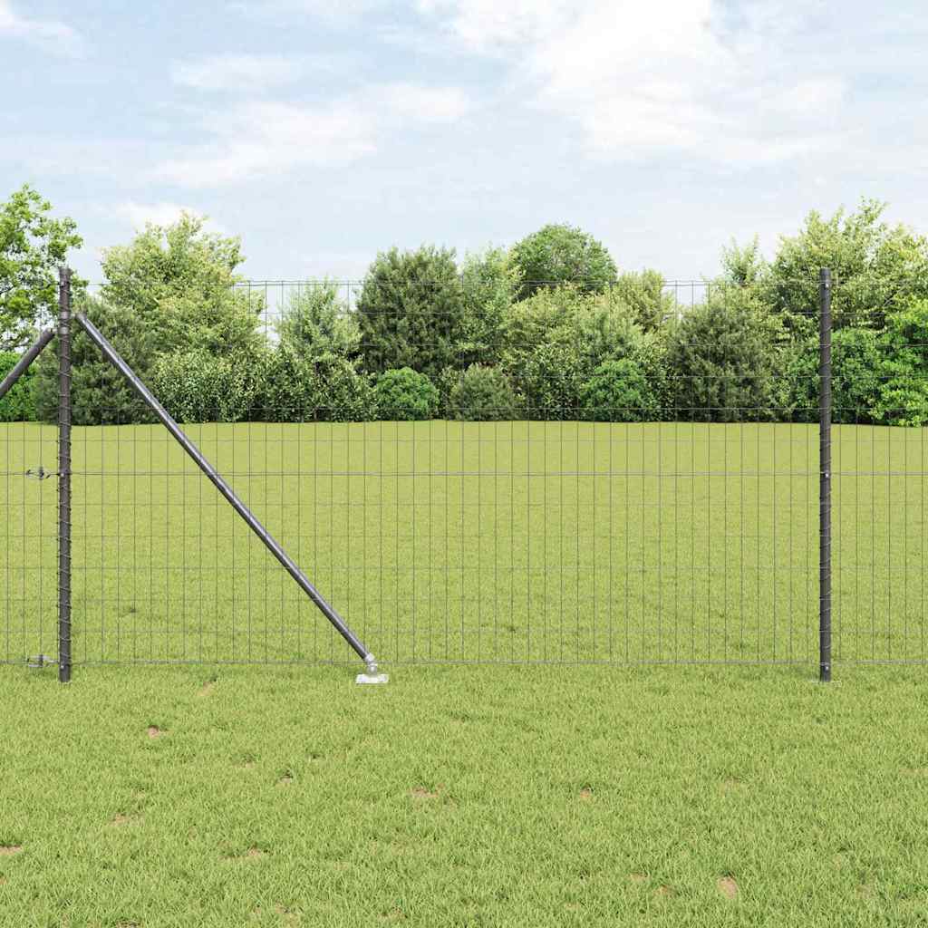 Vidaxl euro-hek met grondpennen 10 x 1 m pvc-coated staal grijs mesh
