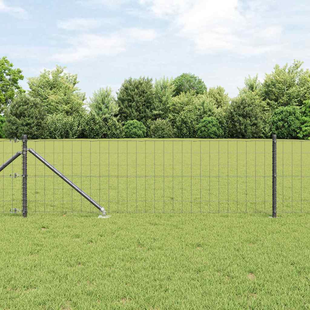 Vidaxl euro-hek met grondpennen 10 x 0,6 m pvc-coated staal grijs mesh