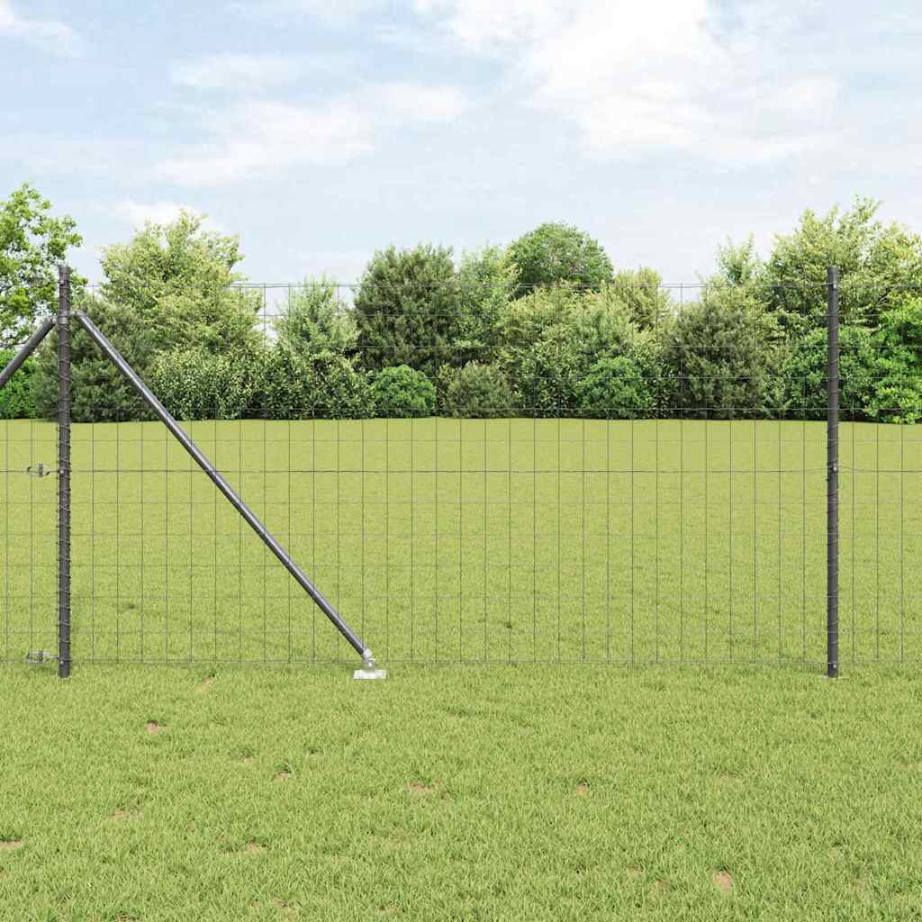 Vidaxl euro-hek met grondpennen 10 x 1 m pvc-coated staal grijs mesh