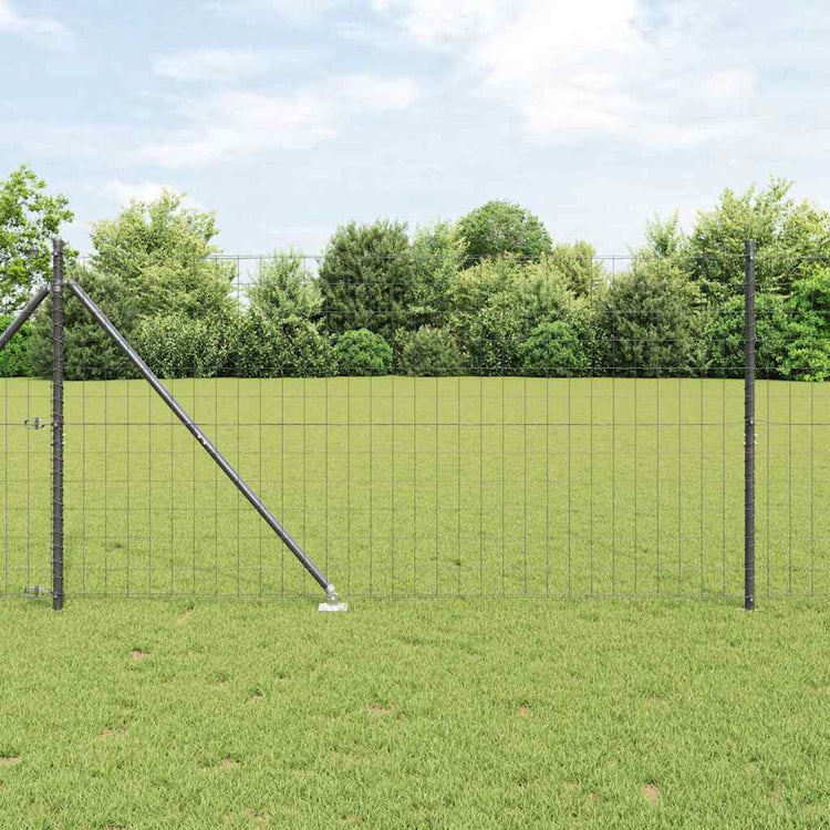 Vidaxl euro-hek met grondpennen 10 x 1,4 m pvc-coated staal grijs mesh