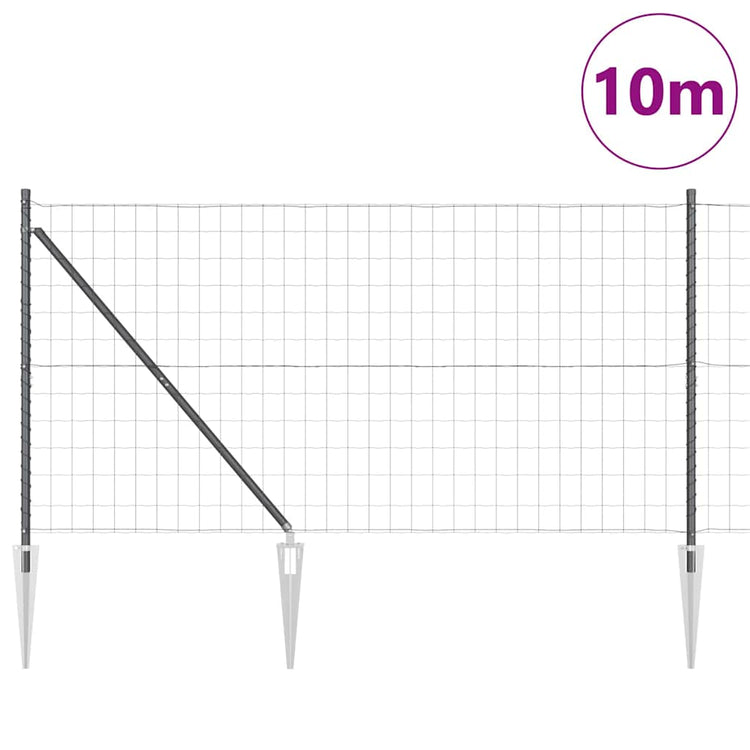 Vidaxl euro-hek met grondpennen 10 x 1,4 m pvc-coated staal grijs mesh