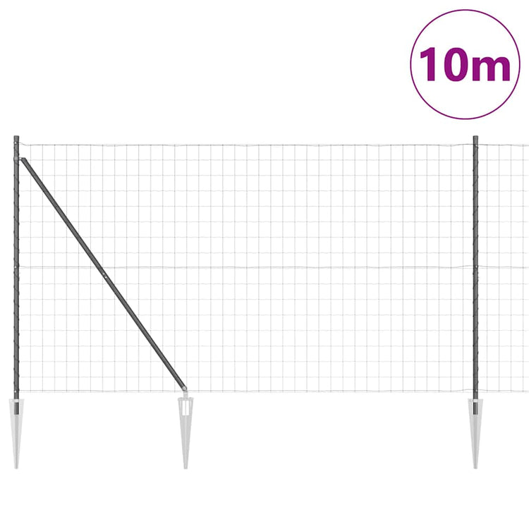 Vidaxl euro-hek met grondpennen 10 x 1,5 m pvc-coated staal grijs mesh