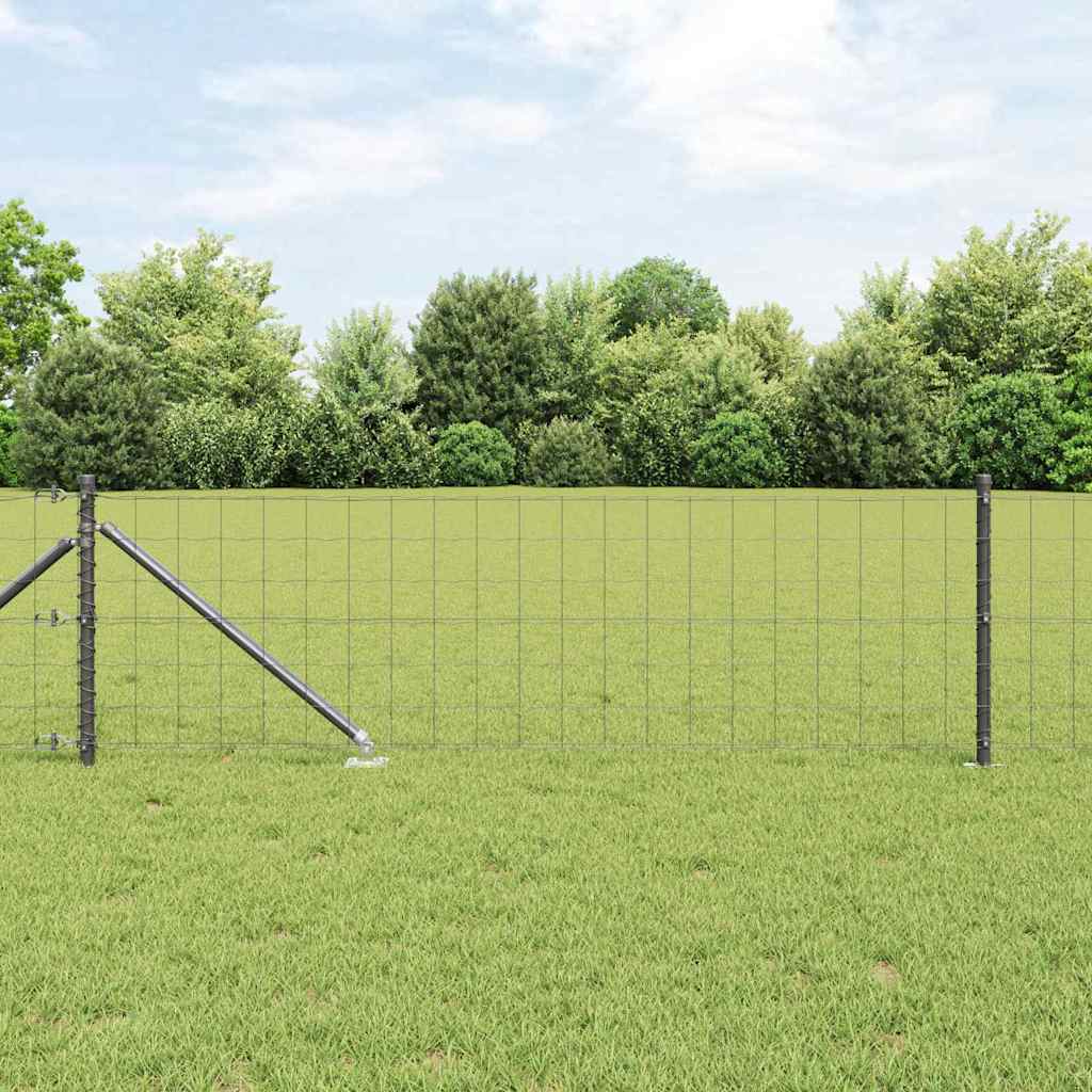 Vidaxl euro-hek met grondpennen 10 x 0,6 m pvc-coated staal grijs mesh