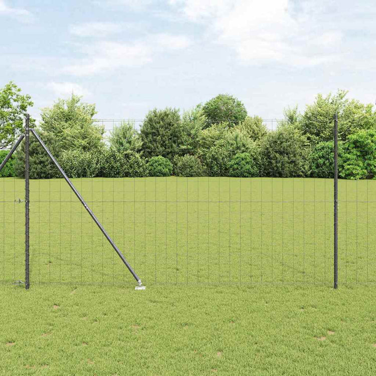 Vidaxl euro-hek met grondpennen 10 x 1,6 m pvc-coated staal grijs mesh