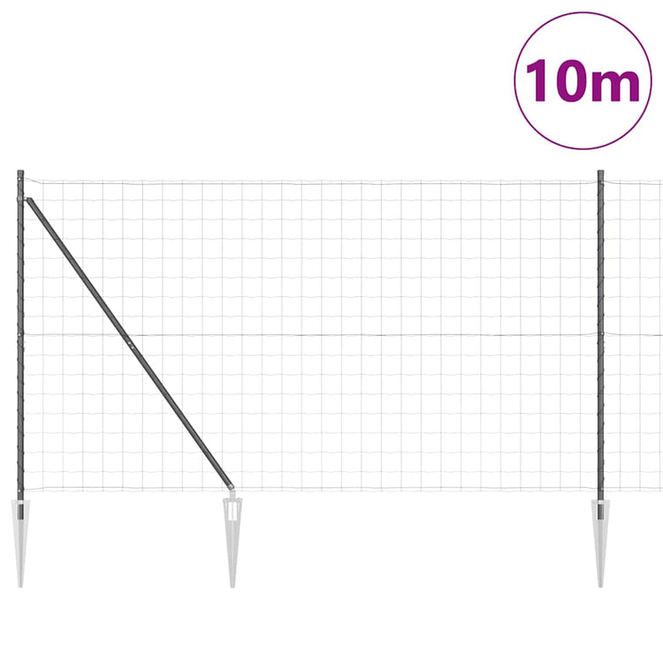 Vidaxl euro-hek met grondpennen 10 x 1,6 m pvc-coated staal grijs mesh