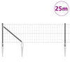 Vidaxl hek met paal grijs 0,6 x 25 m staal en pvc