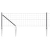Vidaxl hek met paal grijs 0,6 x 25 m staal en pvc