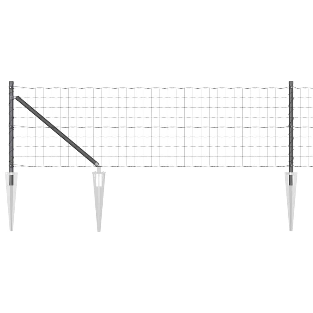 Vidaxl hek met paal grijs 0,4 x 25 m staal en pvc