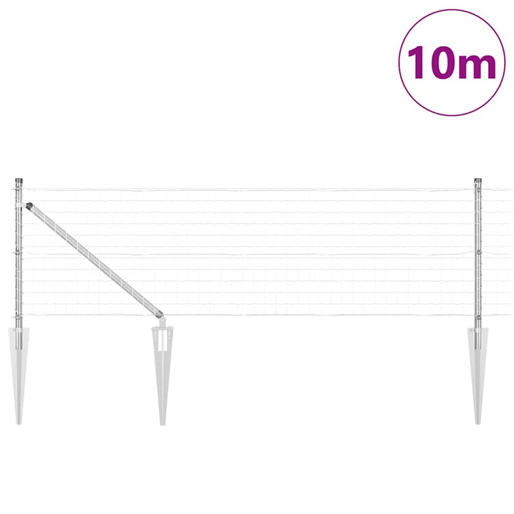 Vidaxl euro-hek met grondpennen 10 x 0,8 m gegalvaniseerd staal mesh
