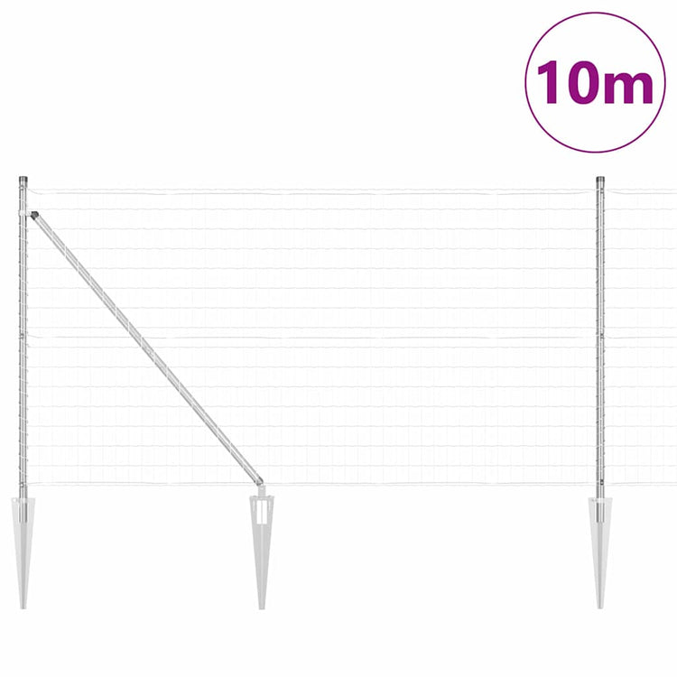 Vidaxl euro-hek met grondpennen 10 x 1 m gegalvaniseerd staal mesh