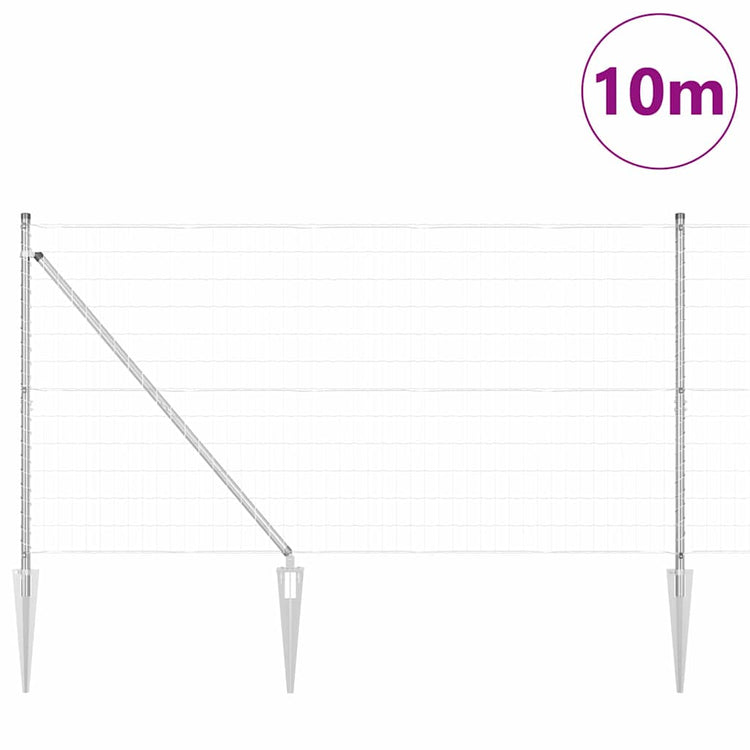 Vidaxl euro-hek met grondpennen 10 x 1,2 m gegalvaniseerd staal mesh