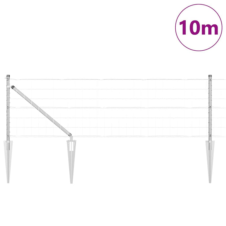 Vidaxl euro-hek met grondpennen 10 x 0,8 m gegalvaniseerd staal mesh
