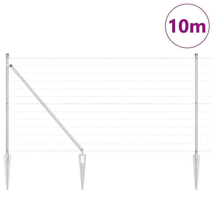 Vidaxl euro-hek met grondpennen 10 x 1,2 m gegalvaniseerd staal mesh