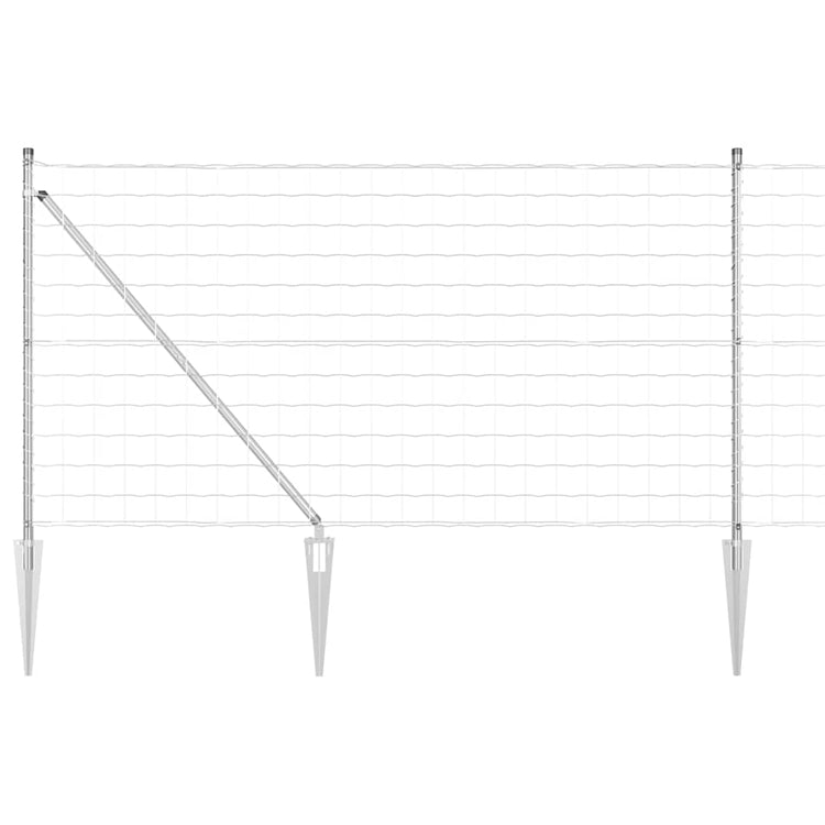 Vidaxl euro-hek met grondpennen 10 x 1 m gegalvaniseerd staal mesh