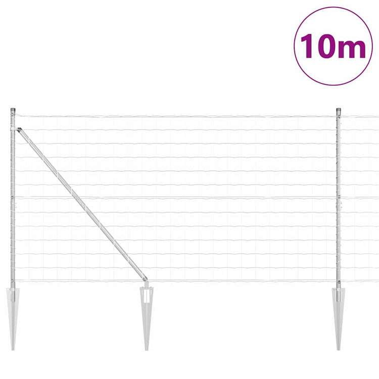 Vidaxl euro-hek met grondpennen 10 x 1,2 m gegalvaniseerd staal mesh