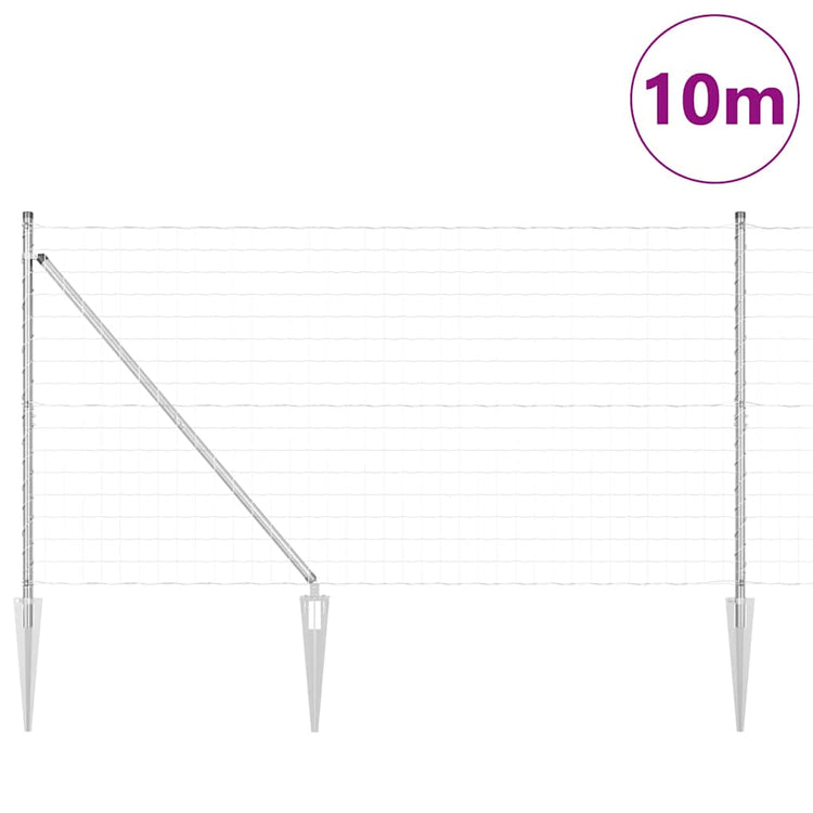 Vidaxl euro-hek met grondpennen 10 x 1,2 m gegalvaniseerd staal mesh