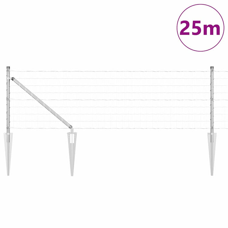 Vidaxl euro-hek met grondpennen 25 x 0,4 m gegalvaniseerd staal mesh