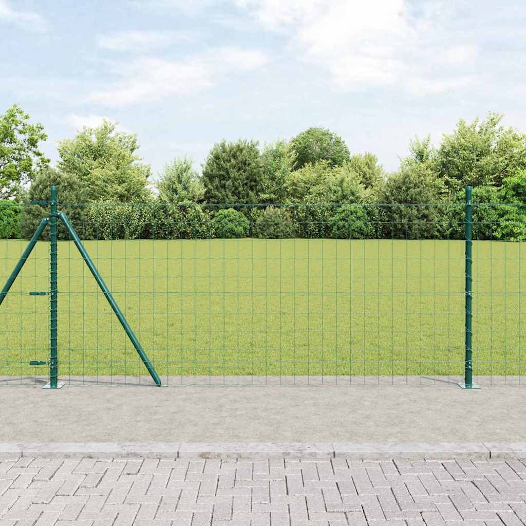 Vidaxl euro-hek met betonnen voetstuk 10 x 1 m pvc-coated staal groen