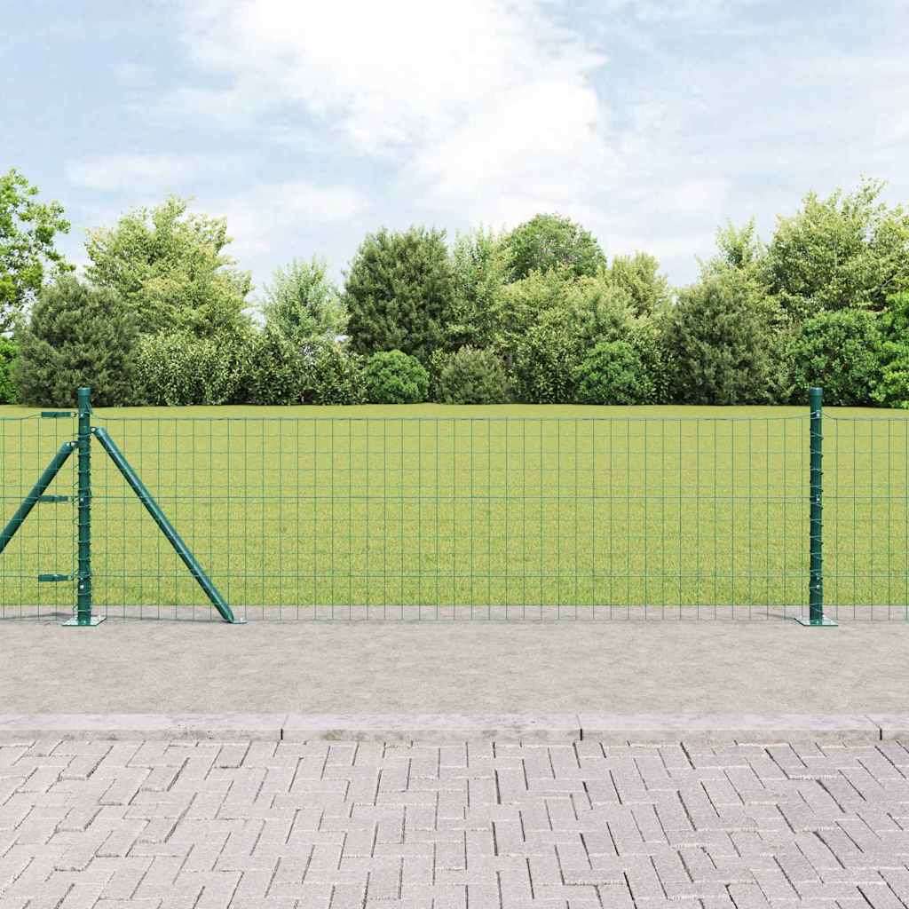 Vidaxl hek met paal groen 0,4 x 25 m staal en pvc