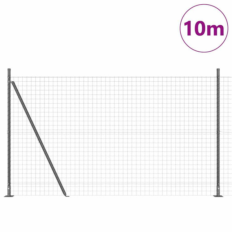 Vidaxl euro-hek met betonnen voetstuk 10 x 1,6 m pvc-coated staal mesh