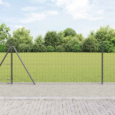 Vidaxl hek met paal grijs 0,8 x 10 m staal en pvc
