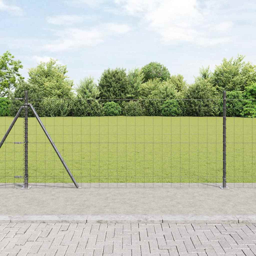 Vidaxl euro-hek met betonnen voetstuk 25 x 1 m pvc-coated staal grijs