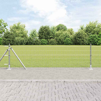 Vidaxl hek met paal zilver 0,6 x 25 m staal