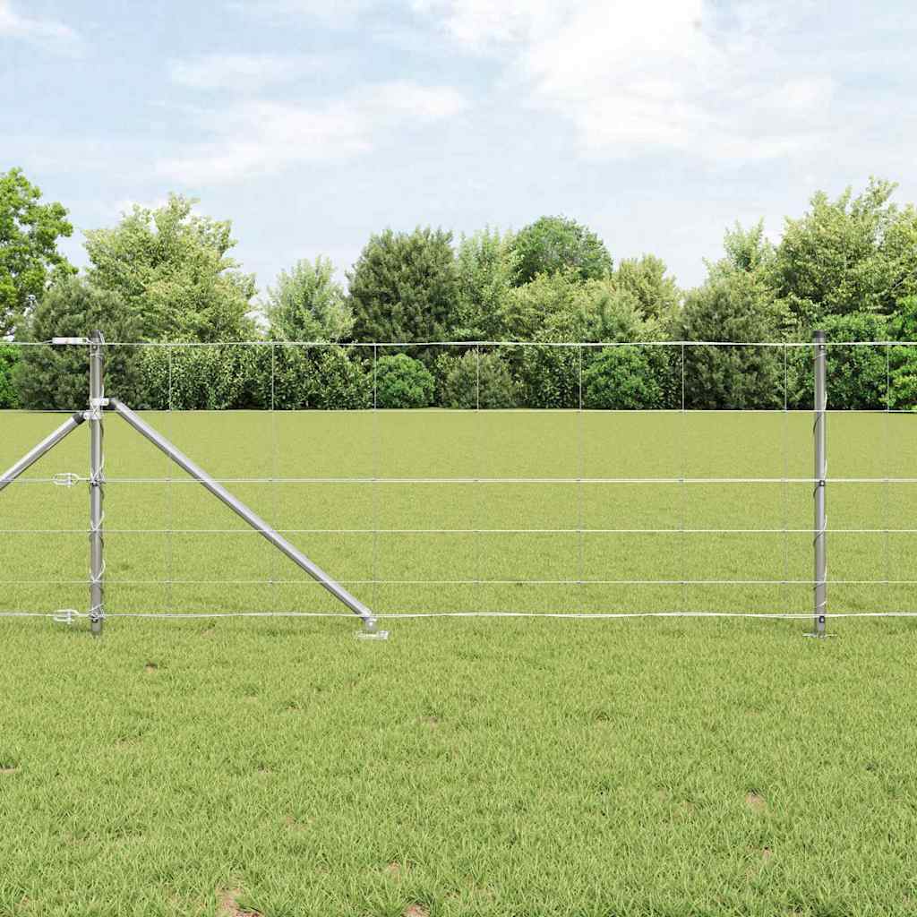 Vidaxl gecombineerd draadhek met spikes 25 x 0,8 m zilverkleurig mesh