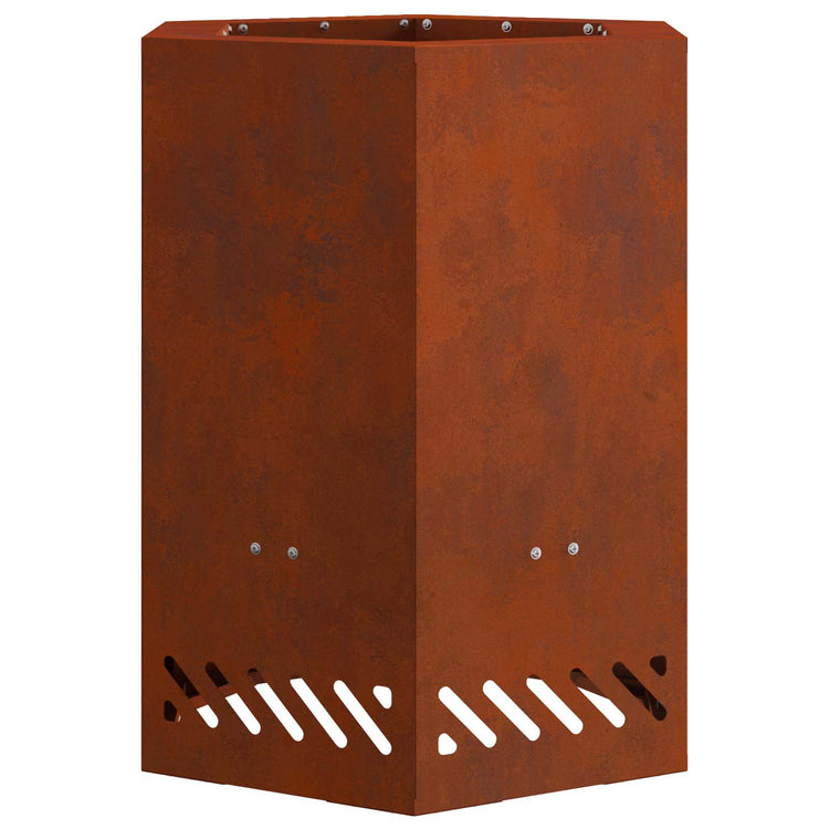 Vidaxl rookvrije vuurkom roestkleurig 38 x 38 x 51 cm weervast staal