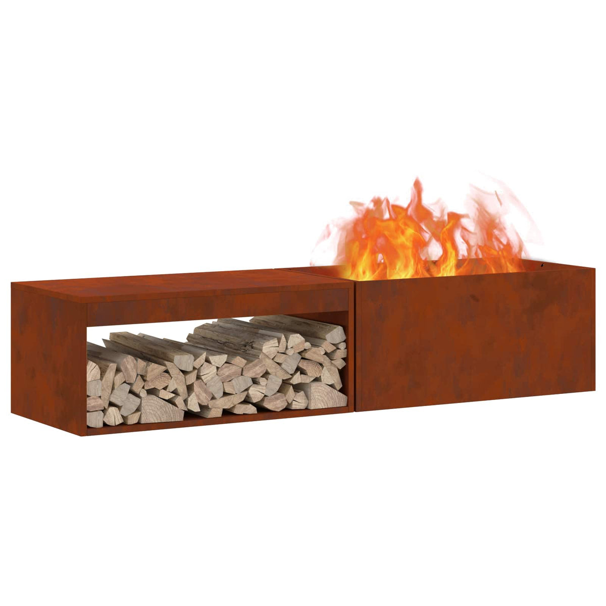 Vidaxl vuurkom roestig 160 x 45 x 35 cm weervast staal