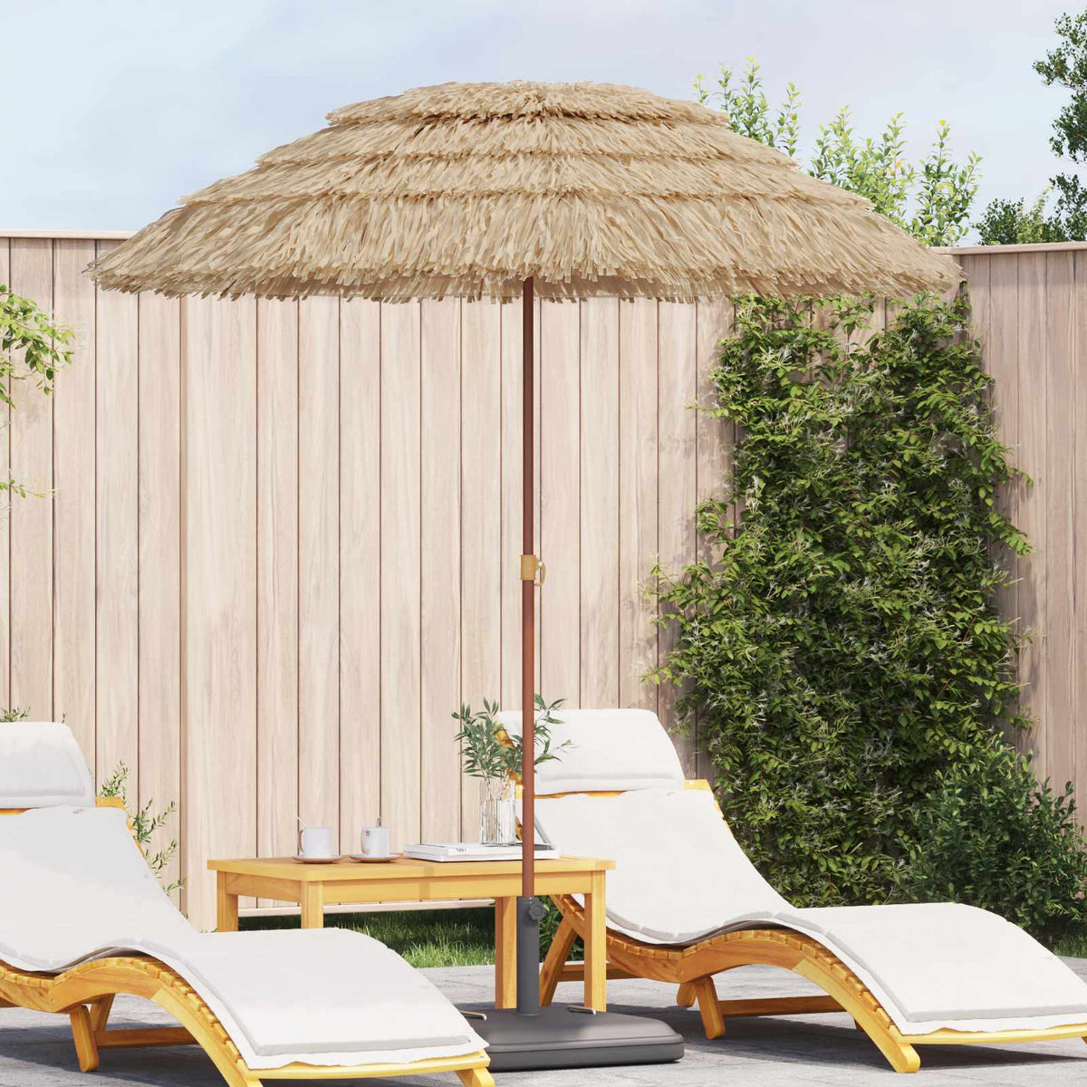 Vidaxl strandparasol 160 x 160 x 196 cm polyester en staal naturel
