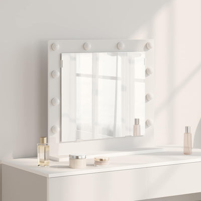 Vidaxl schmink spiegel wit 60 x 55 x 18 cm glas en hout met kunststof
