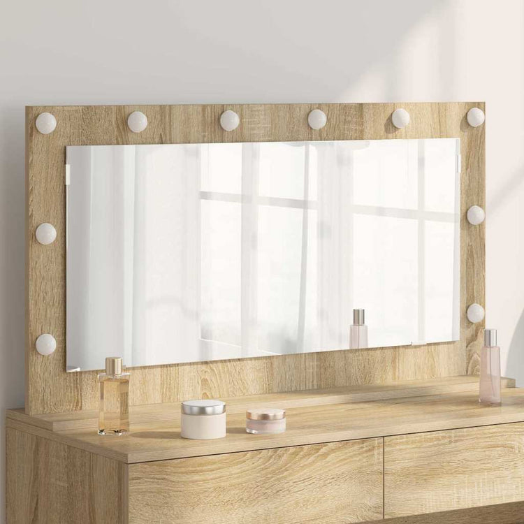 Vidaxl schmink spiegel sonoma eiken 100 x 55 x 18 cm rechthoekig