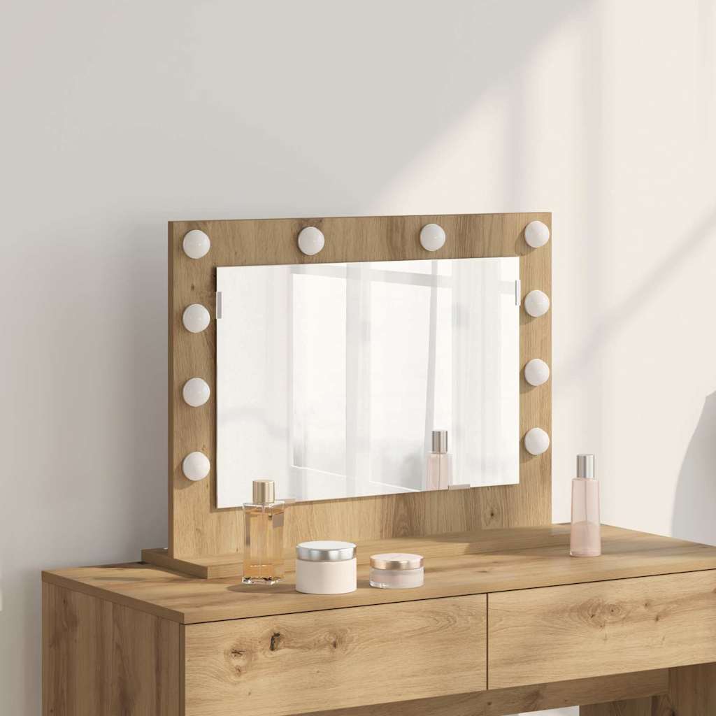Vidaxl schmink spiegel artisan eiken 60 x 45 x 18 cm rechthoekig