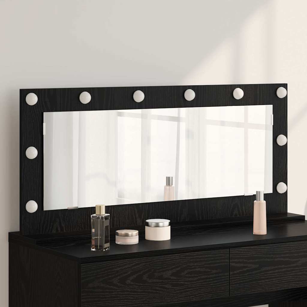 Vidaxl schmink spiegel zwart eiken 100 x 45 x 18 cm rechthoekig
