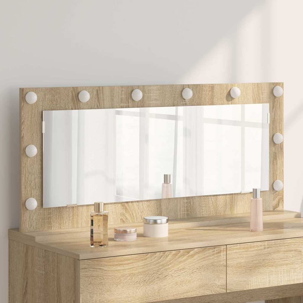 Vidaxl schmink spiegel sonoma eiken 100 x 45 x 18 cm rechthoekig