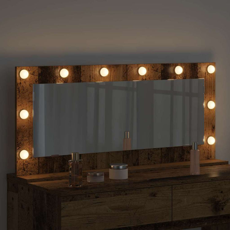 Vidaxl schmink spiegel oudhout 100 x 45 x 18 cm rechthoekig