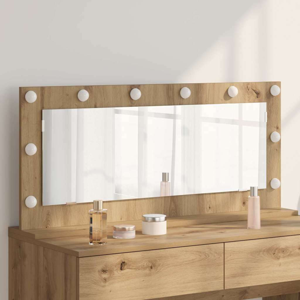 Vidaxl schmink spiegel artisan eiken 100 x 45 x 18 cm rechthoekig