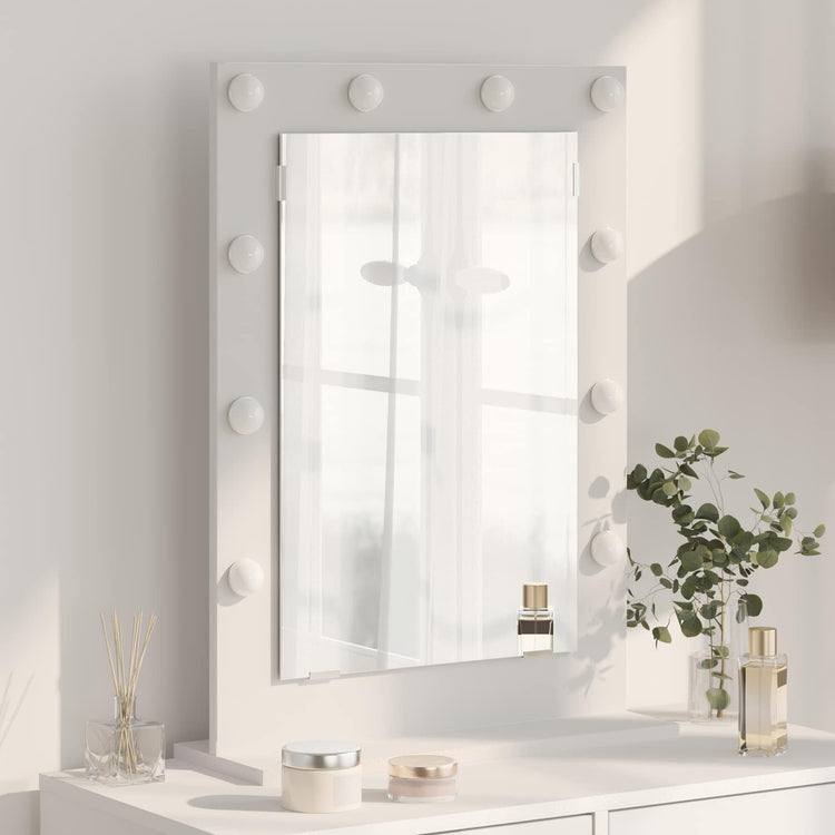 Vidaxl schmink spiegel wit 70 x 50 x 18 cm glas en hout met kunststof