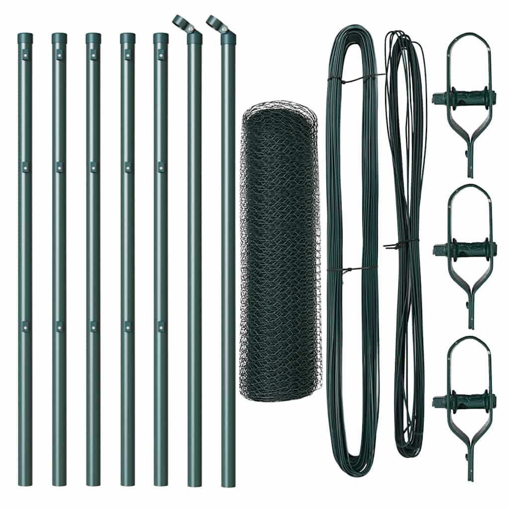 Vidaxl afrasteringspaal groen 10 x 0,5 m (13 mm gaas) staal en pvc