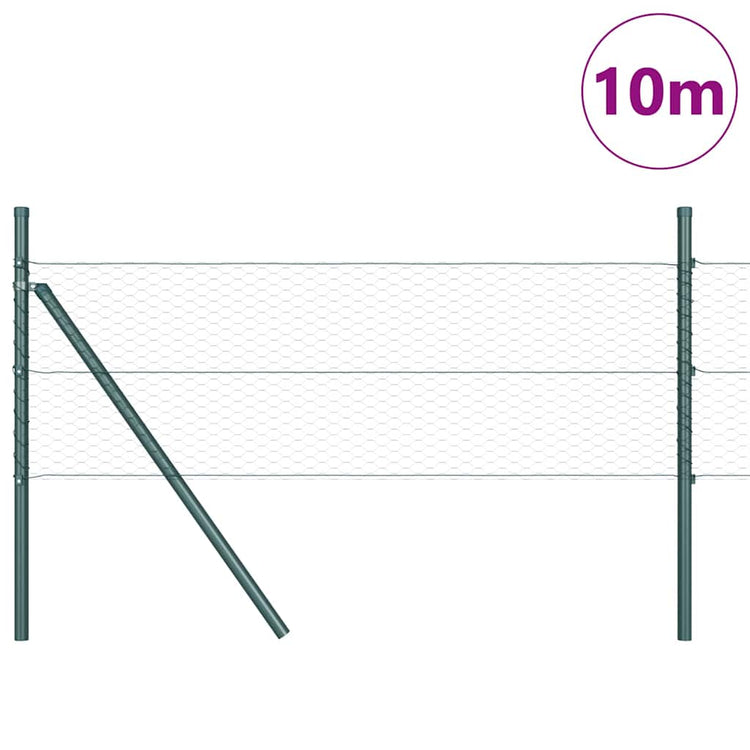 Vidaxl zeshoekig gaashek met grondbevestiging 10 x 0,5 m groen mesh
