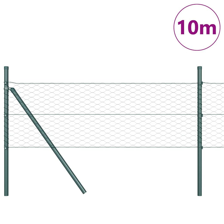 Vidaxl zeshoekig gaashek met grondbevestiging 10 x 0,8 m groen mesh